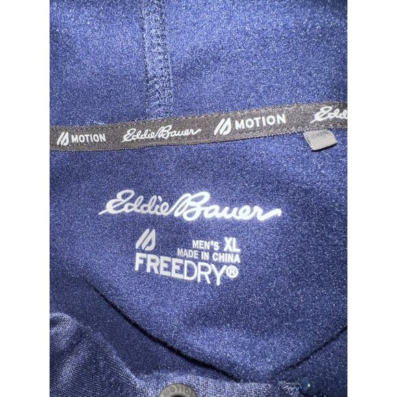 Eddie Bauer Motion Mens XL Full-Zip Hoodie Jacket - Navy Performance Fabric - Picture 3 of 3